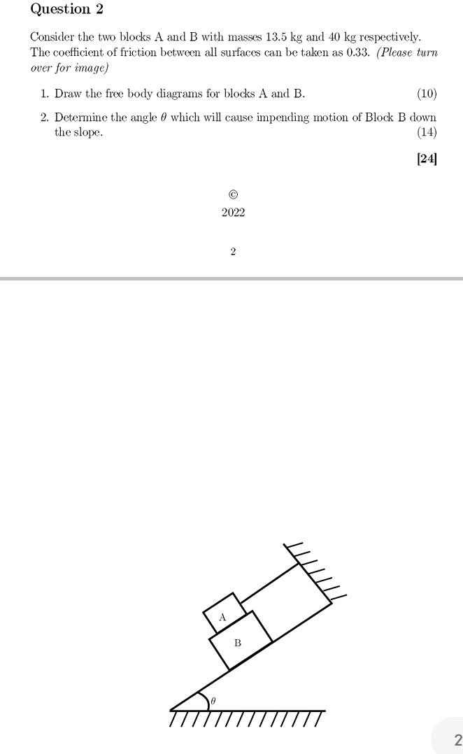 Solved Consider The Two Blocks A And B With Masses 13.5 Kg | Chegg.com