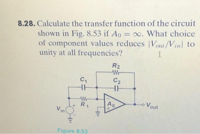 Solved 28. Calculate the transfer function of the circuit | Chegg.com