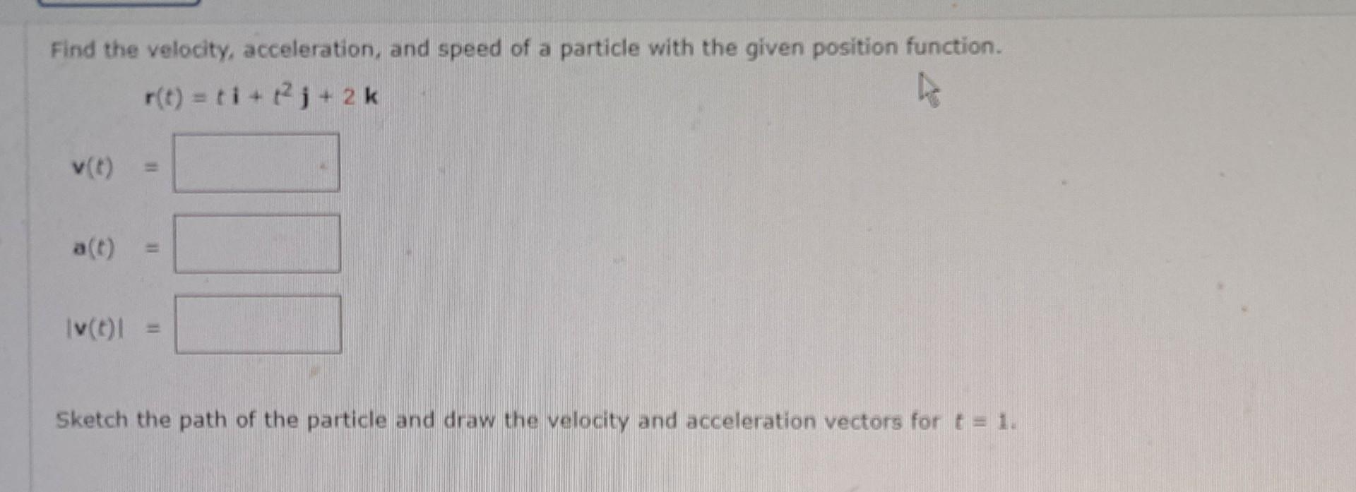 Solved Find The Velocity, Acceleration, And Speed Of A | Chegg.com