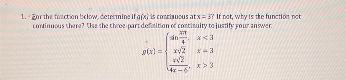 Solved 1. - Eor the function below, determine if g(x) is | Chegg.com