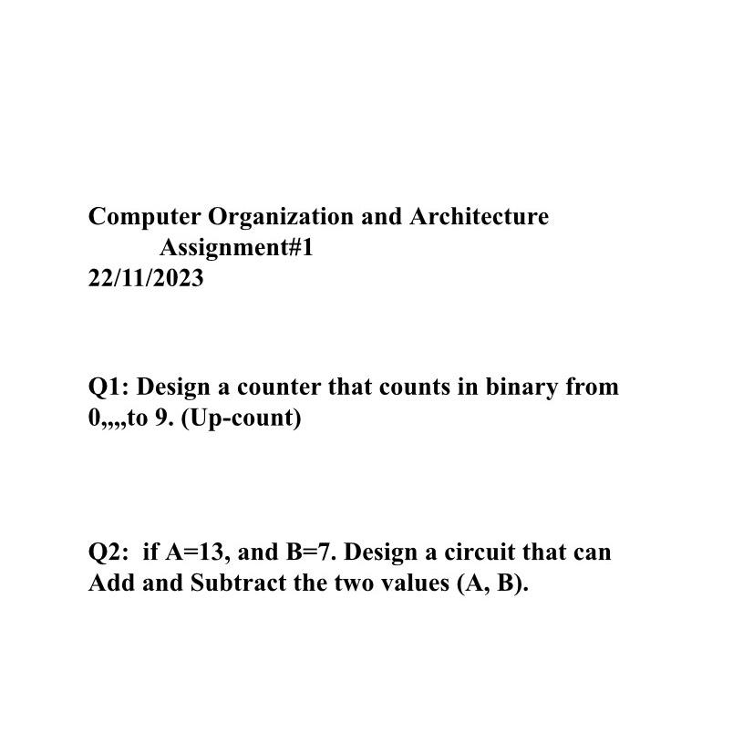 Solved Computer Organization And Architecture | Chegg.com