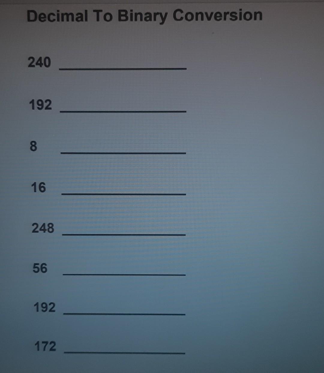 Solved Binary To Decimal Conversion 11111111 01111000 | Chegg.com