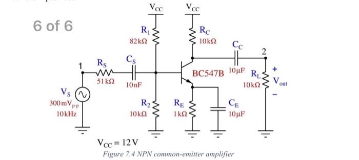 Figure \( 7.4 \) NPN common-emitter amplifier