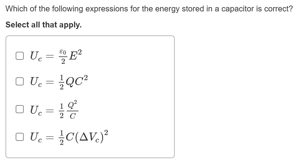 Solved Which of ﻿the following expressions for the energy | Chegg.com