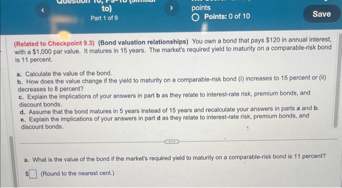 Solved Related To Checkpoint 9 3 Bond Valuation