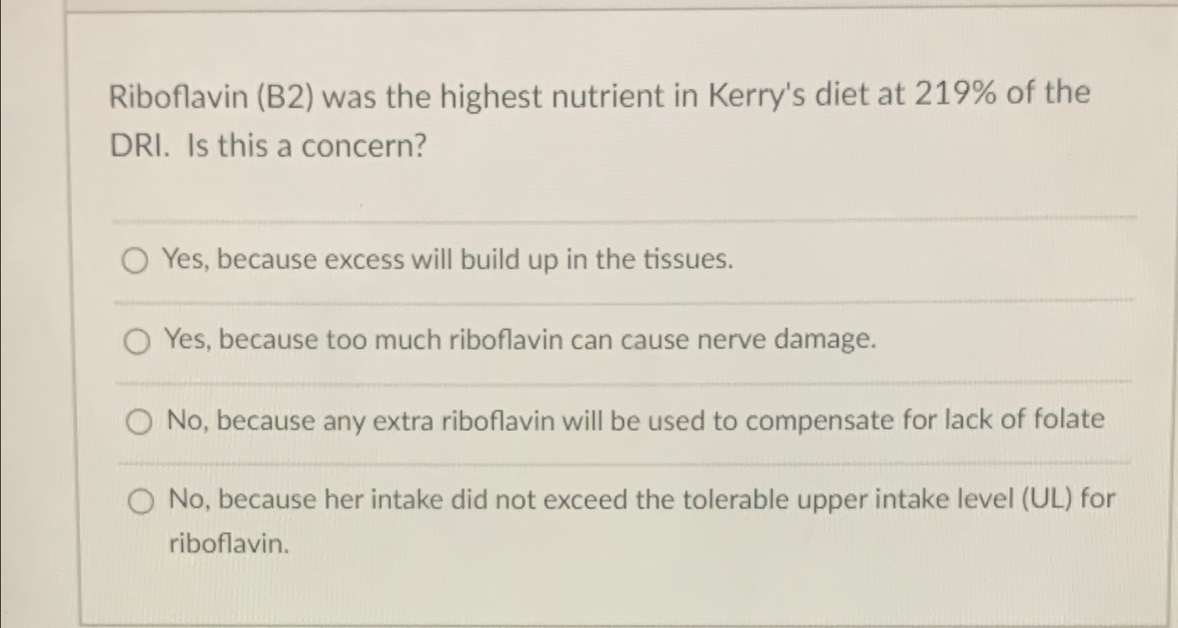 Solved Riboflavin (B2) ﻿was the highest nutrient in Kerry's