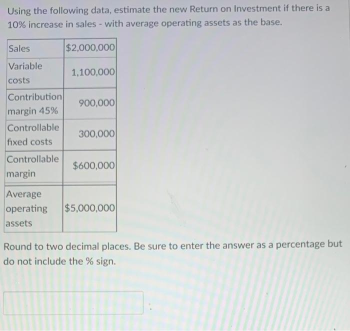 Solved Using The Following Data, Estimate The New Return On | Chegg.com