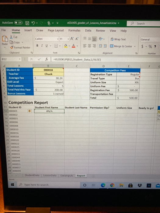 Solved In Cell B12, Add A VLOOKUP Function To Retrieve The | Chegg.com