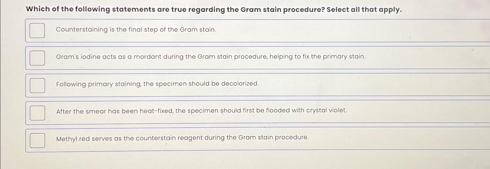 Solved Which of the following statements are true regarding | Chegg.com