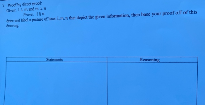 Solved 1. Proof by direct proof: Given: llm and min Prove: | Chegg.com
