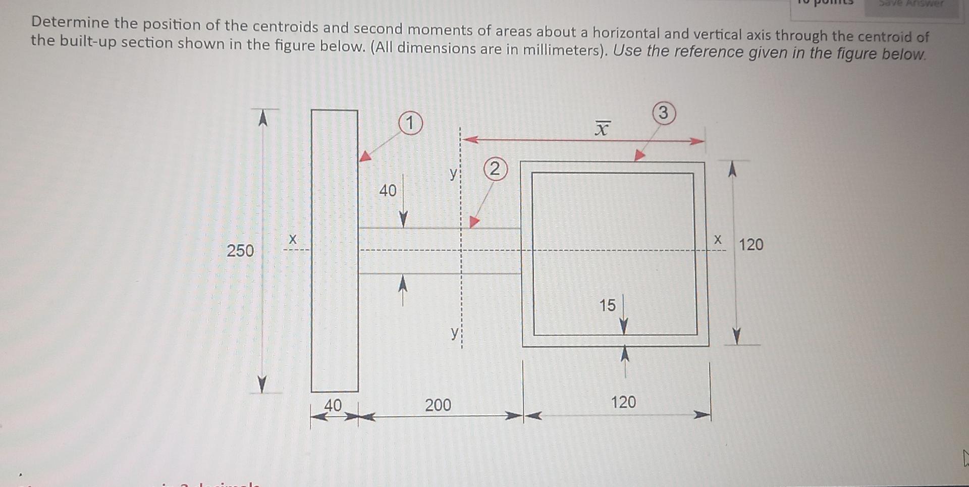 Solved etermine the position of the centroids and second | Chegg.com
