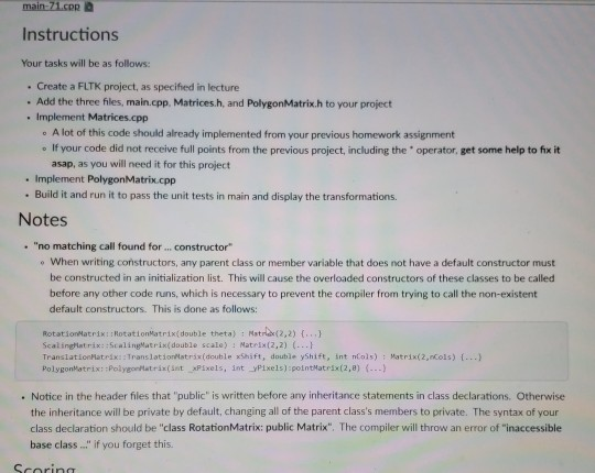 Solved C++ program!!! I just need to implement Matrices.cpp | Chegg.com