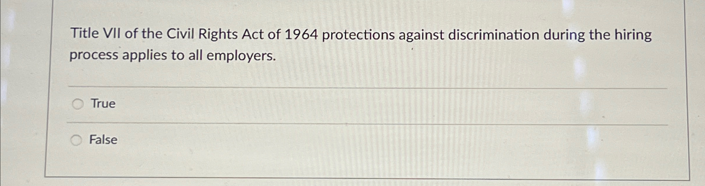 Solved Title VII of the Civil Rights Act of 1964 | Chegg.com