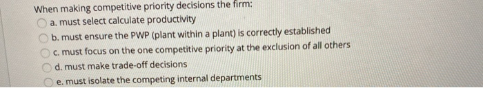 Solved When Making Competitive Priority Decisions The Firm Chegg the-one-who-treats-you-like-a-priority-i-love-my-lsi-priorities
