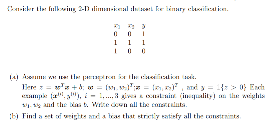 Solved Consider The Following 2 D Dimensional Dataset For 5968