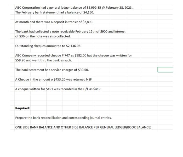 Solved Prepare the bank reconciliation and corresponding | Chegg.com