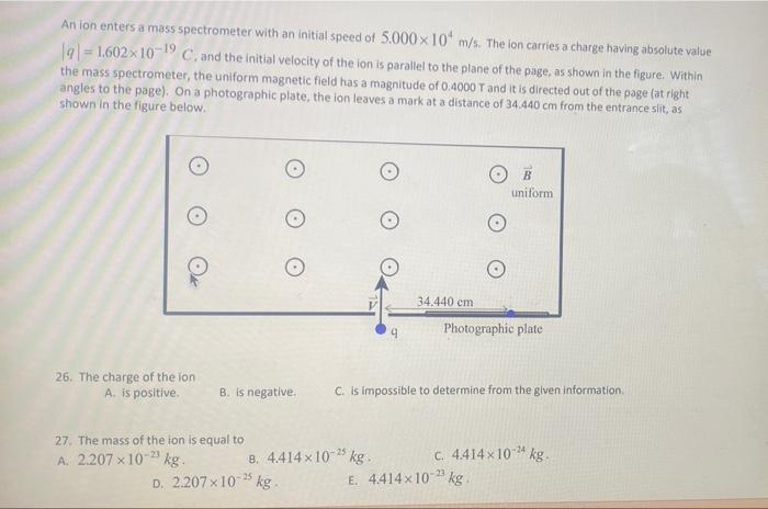 Solved An Ion Enters A Mass Spectrometer With An Initial | Chegg.com