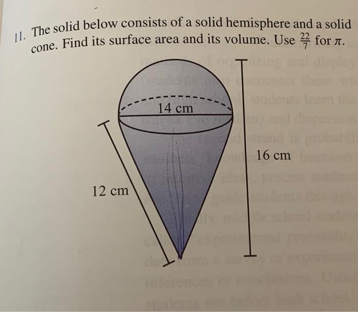 volume of combined solid of hemisphere and cone
