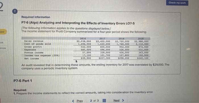Solved Required information P7-6 (Algo) Analyzing and | Chegg.com