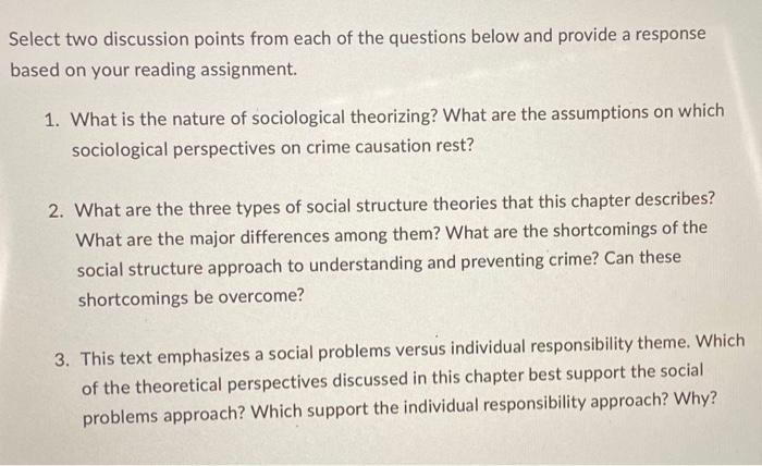 Select Two Discussion Points From Each Of The Chegg