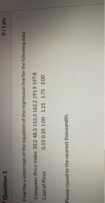 Solved Question 1 0/1 Pts Find The Y-intercept Of The | Chegg.com