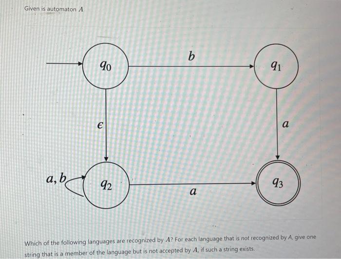 Solved Given Is Automaton A 90 € B B 91 A A, B 93 92 A Which | Chegg.com