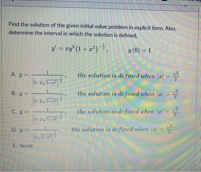 Solved Find The Solution Of The Given Initial Value Problem | Chegg.com