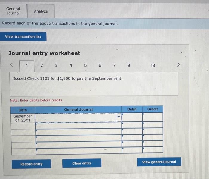 Solved Record each of the above transactions in the general | Chegg.com