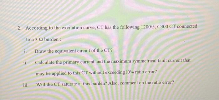 Solved 2. According to the excitation curve, CT has the | Chegg.com