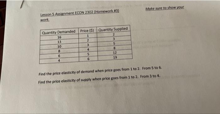 Solved Lesson 5 Assignment ECON 2302 (Homework #3) Make Sure | Chegg.com