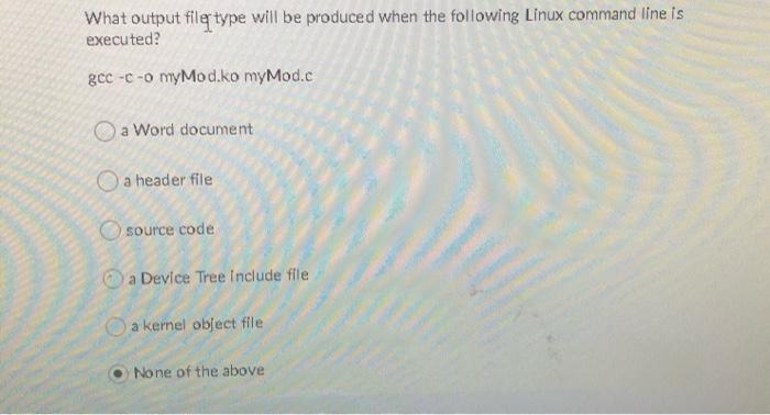 Solved What output file type will be produced when the | Chegg.com