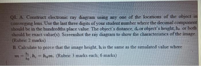 Solved QL A Construct electronic ray diagram using any one | Chegg.com