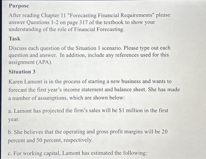 Solved After Reading Chapter 11 "Forecasting Financial | Chegg.com