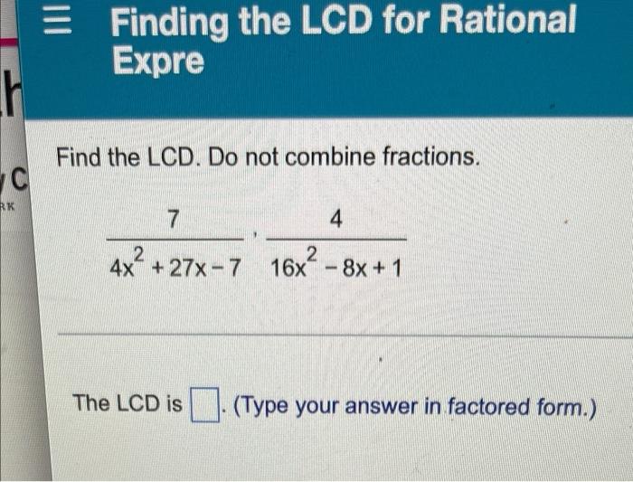 Solved C RK Finding the LCD for Rational Expre Find the LCD. | Chegg.com