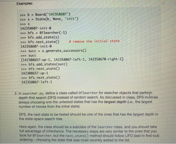 Solved 1 In Searcher py Define A Class Called BF Searcher Chegg