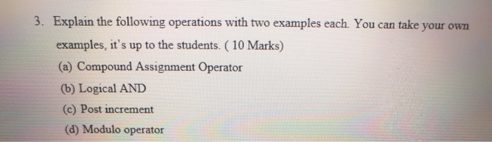 Solved 3. Explain the following operations with two examples | Chegg.com