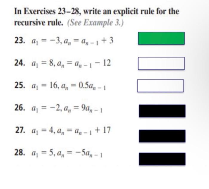 Solved In Exercises 23-28, write an explicit rule for the | Chegg.com