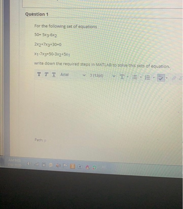 Solved Question 1 For the following set of equations | Chegg.com
