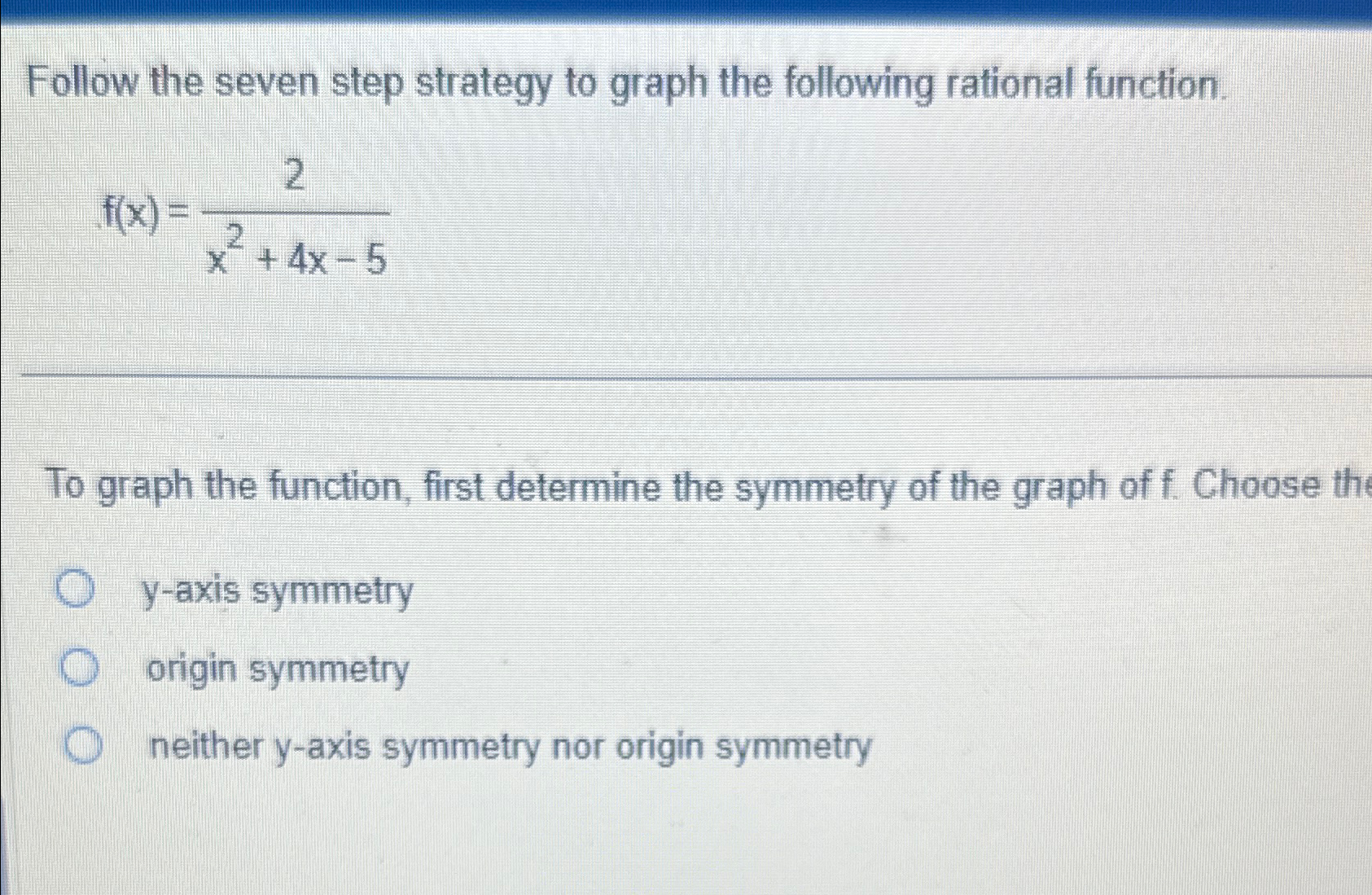 Solved Follow the seven step strategy to graph the following | Chegg.com