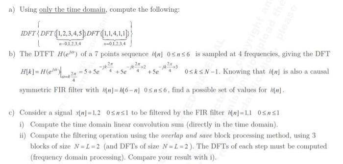 A Using Only The Time Domain Compute The Following Chegg Com