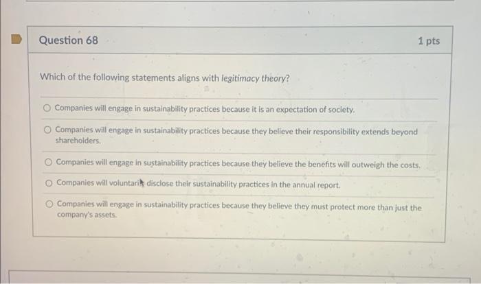 Solved Which of the following statements aligns with | Chegg.com
