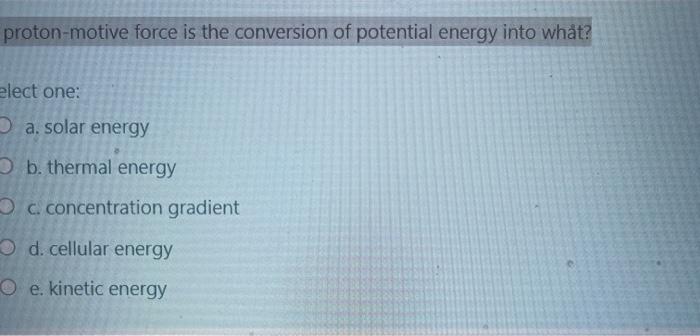 Solved Proton-motive Force Is The Conversion Of Potential 