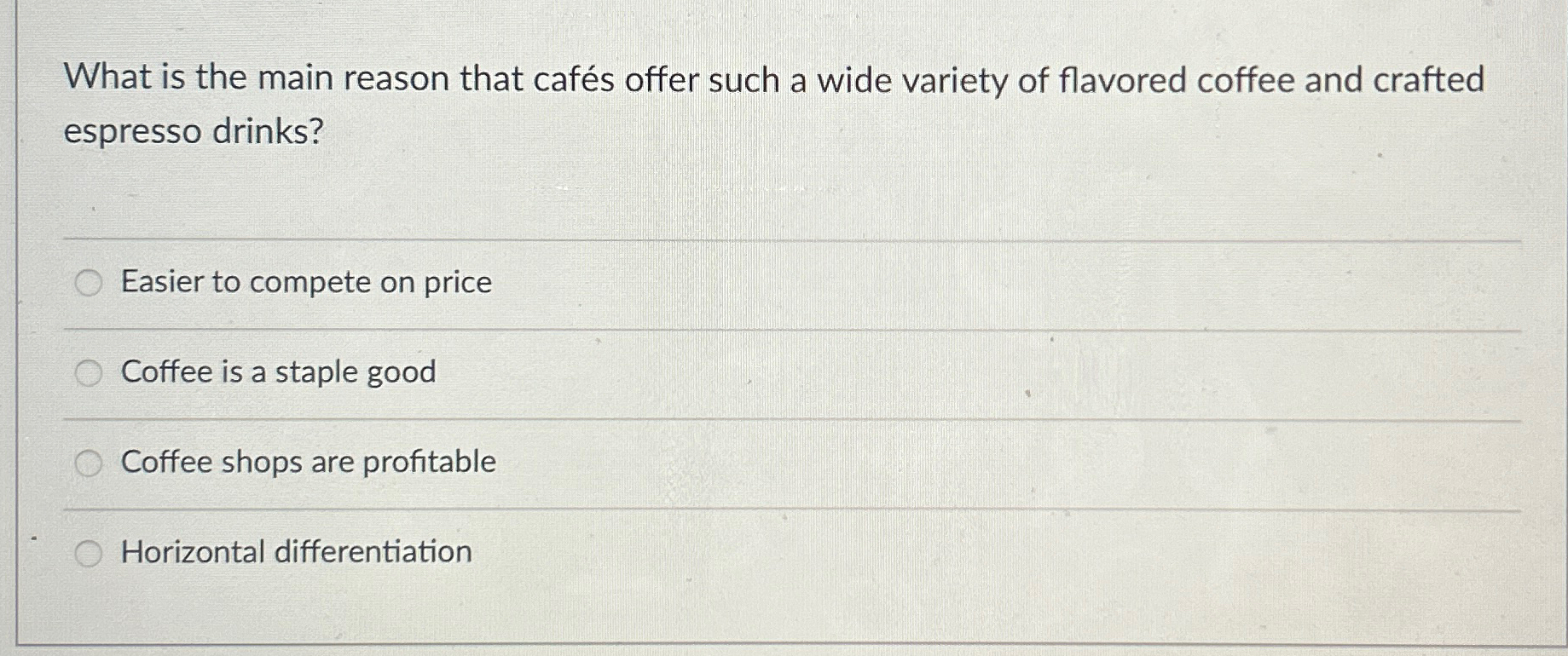Solved What is the main reason that cafés offer such a wide | Chegg.com