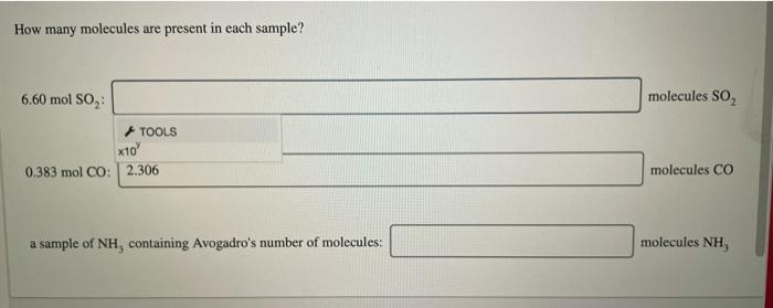 Solved How Many Molecules Are Present In Each Sample? 6.60 | Chegg.com