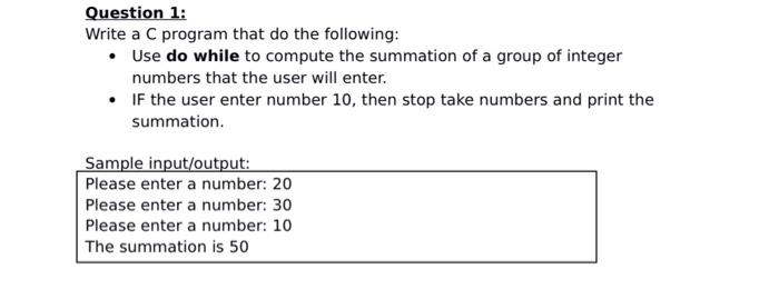 Solved Question 1: Write a C program that do the following: | Chegg.com