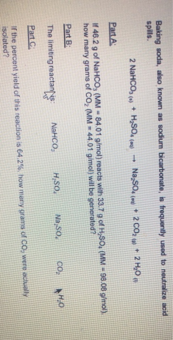 Solved Baking Soda Also Known As Sodium Bicarbonate Is Chegg Com