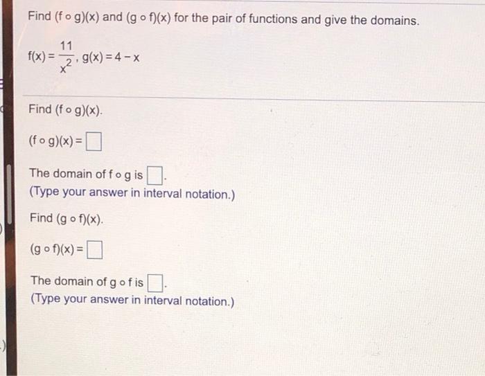 Solved Find (fog)(x) and (gof)(x) for the pair of functions
