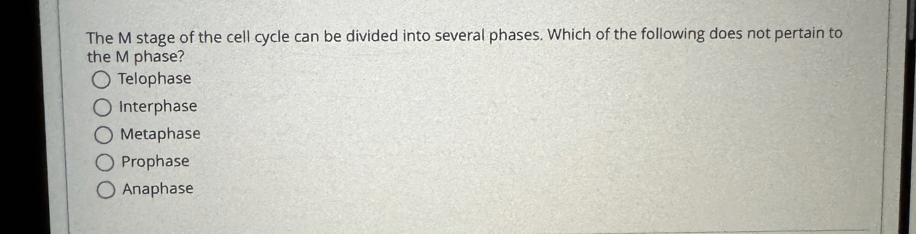 Solved The M ﻿stage of the cell cycle can be divided into | Chegg.com