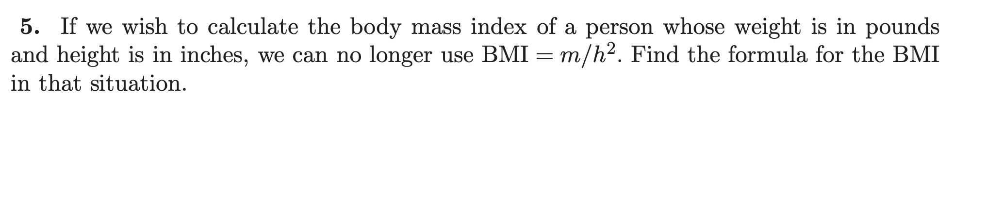 how to calculate body mass index using pounds and inches