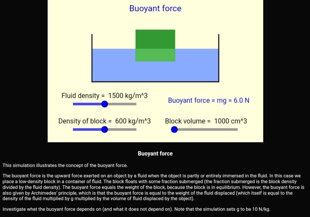 Solved Buoyant force Fluid density = 1500 kg/m^3 Buoyant | Chegg.com